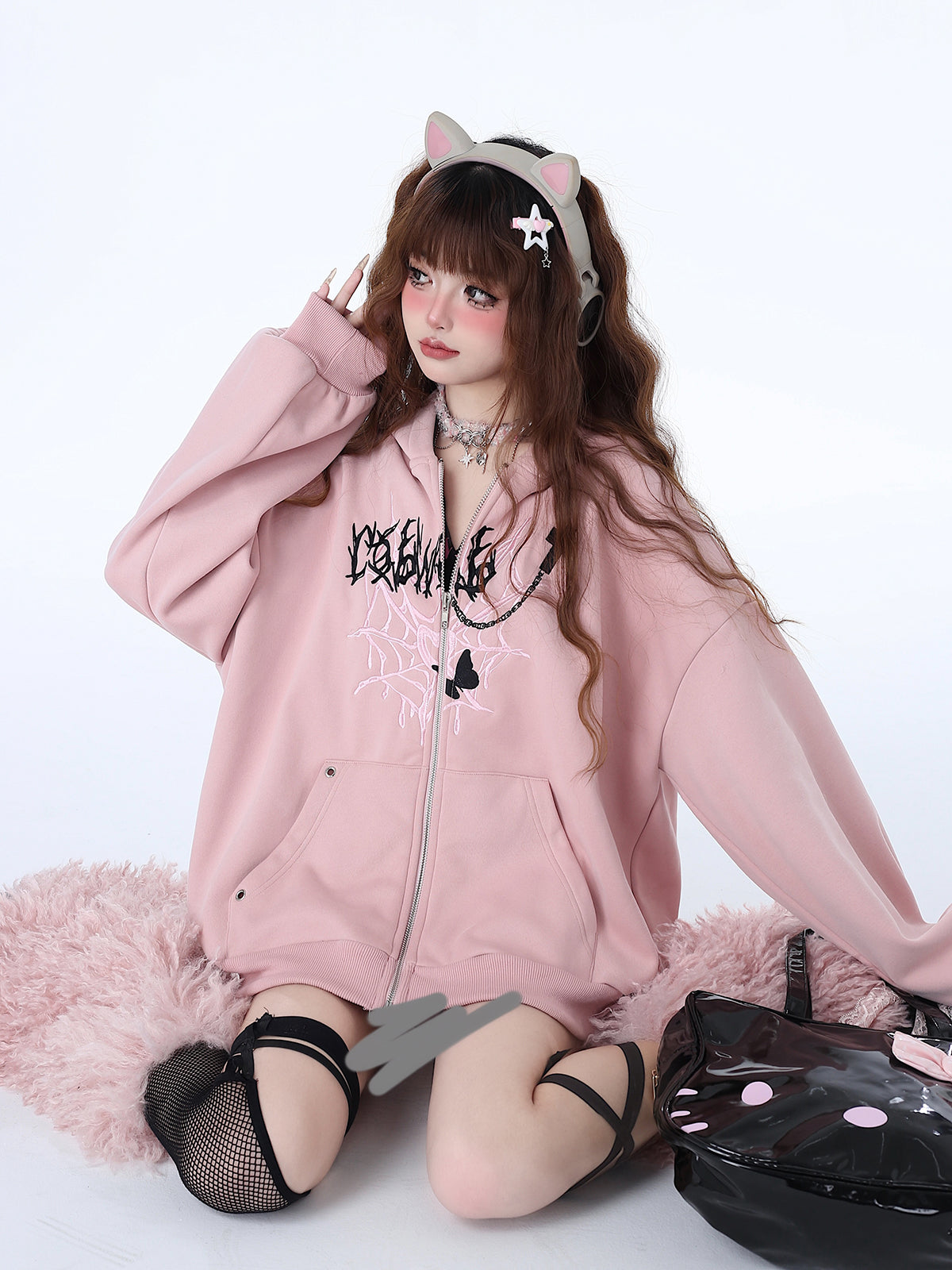 Pink fashion black sp5der jacket