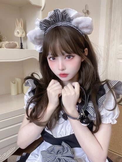 Serendipity Cat Paw Black Pink Bow Cosplay Maid Dress