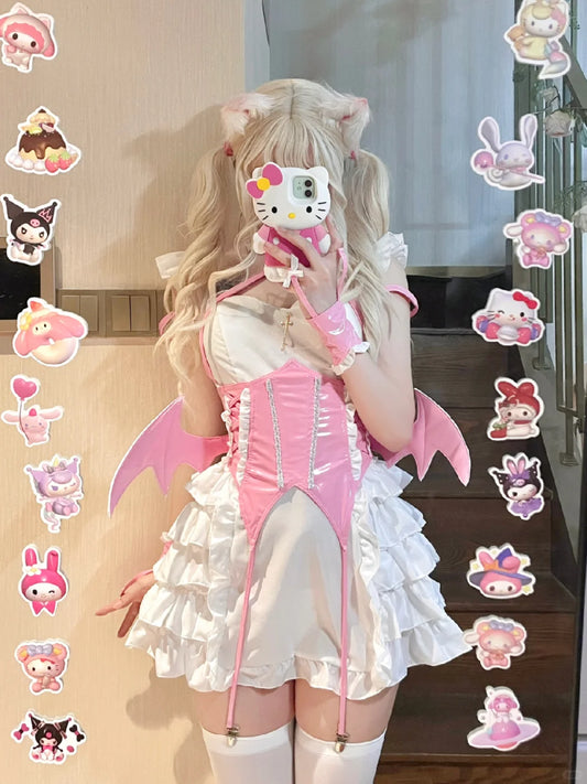 Serendipity Succubus Devil Halloween Black Pink Cosplay Dress