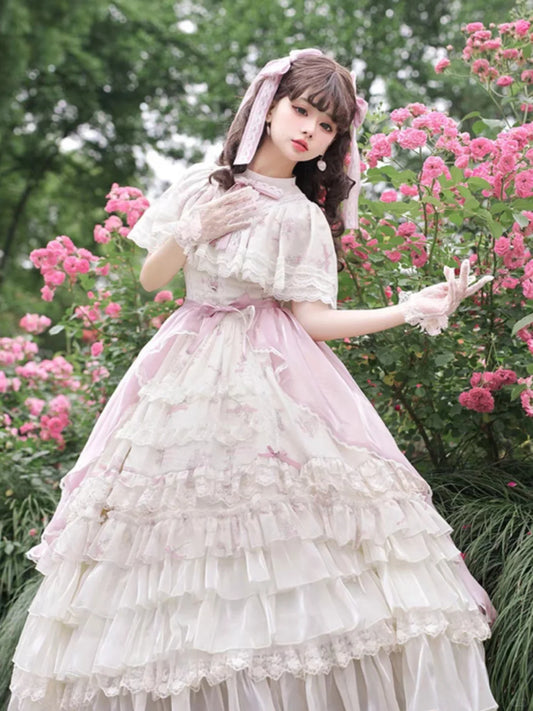 Universal Lolita Letters And Poems Bellflower Dress Petticoat Skirt Three Piece Set