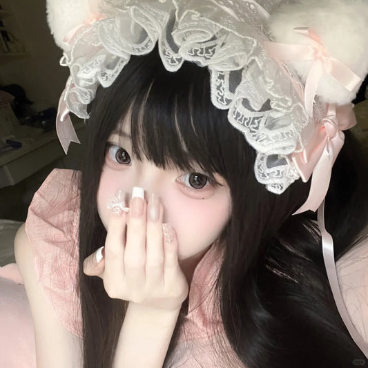 Lolita Lace Cat Ears Bow Hairband Hair Accessories