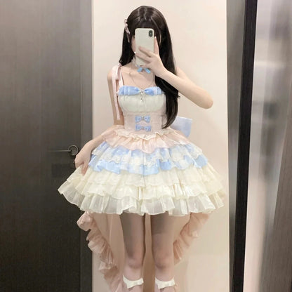 Flying Diary Blue Apricot Lolita Dress