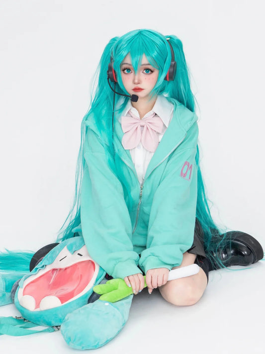 Confession Balloon Miku Twintails Green Hoodie