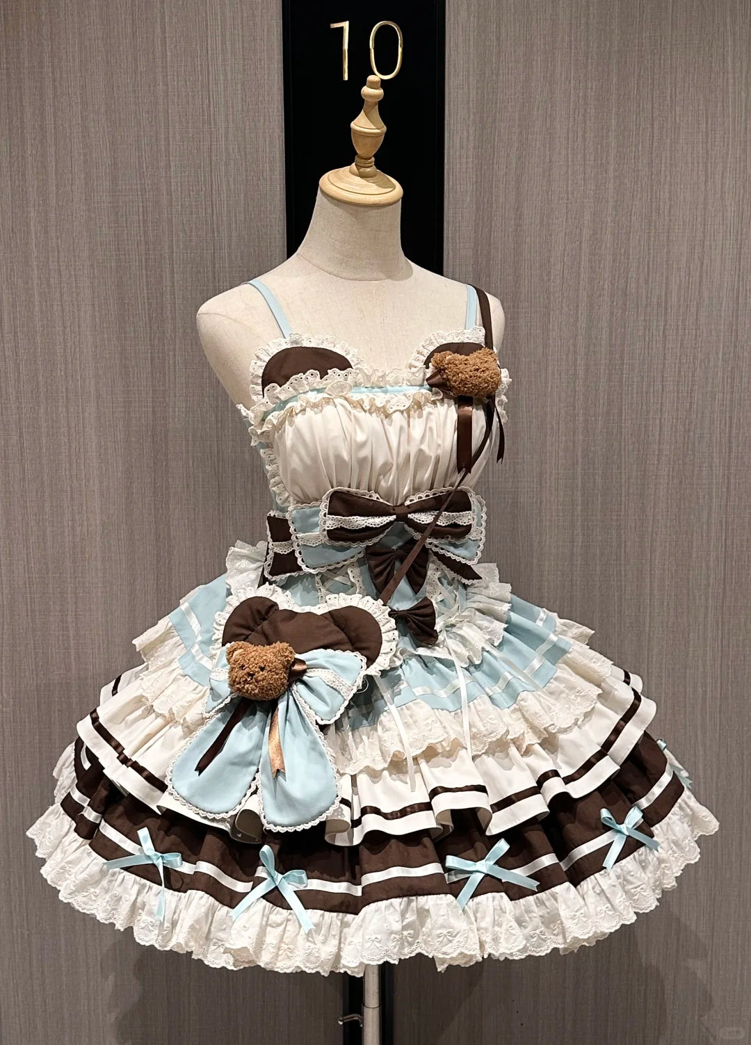 Platycodon Girls Chocolate Teddy Bear Idol Pink & Brown Lolita Dress