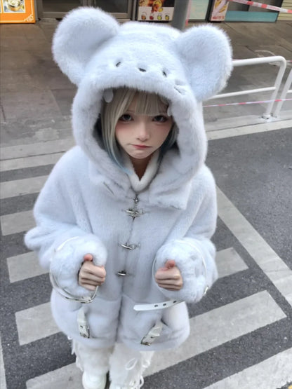 Cute Little Mouse Yabi Gray Ice Blue Jacket Coat