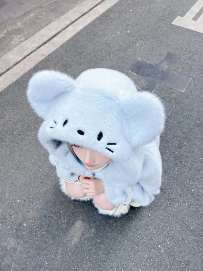 Cute Little Mouse Yabi Gray Ice Blue Jacket Coat