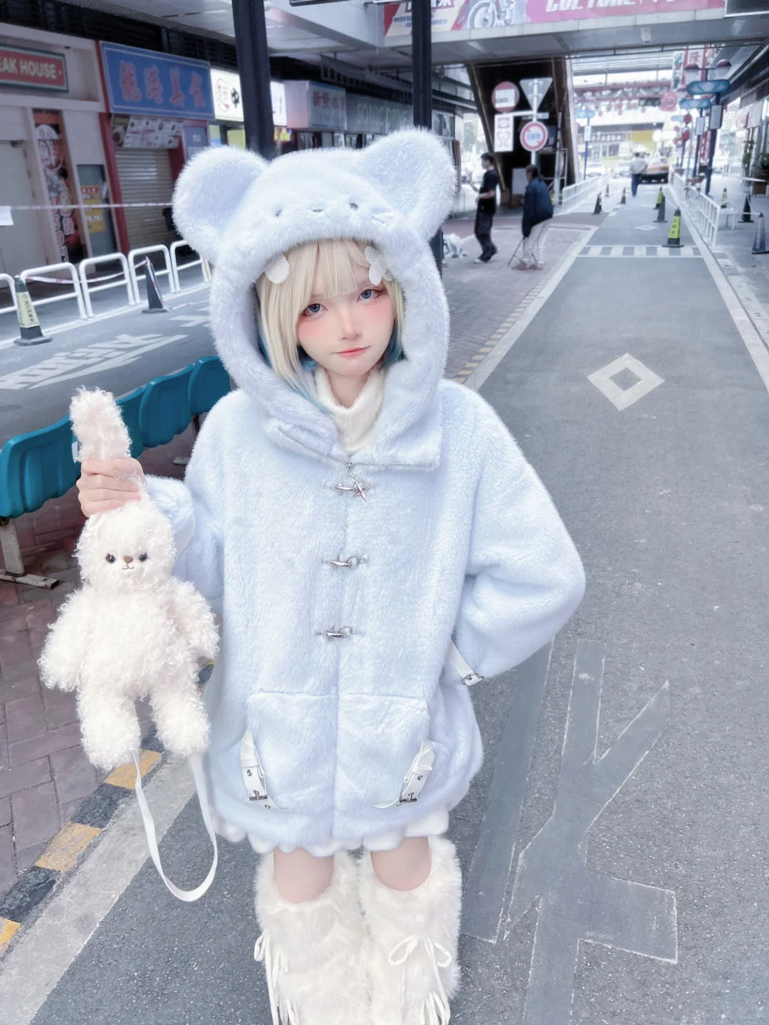 Cute Little Mouse Yabi Gray Ice Blue Jacket Coat