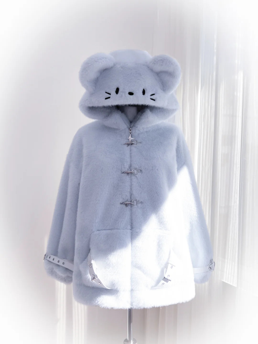 Cute Little Mouse Yabi Gray Ice Blue Jacket Coat