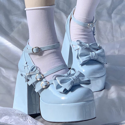 Meow Meow Heart Summer Sweetheart Lolita Blue Pink White Black High Heels Shoes