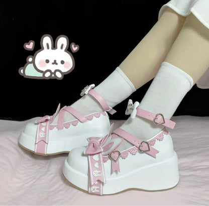 Moeka Chan Sweetheart Rabbit Ears Lolita Thick Sole Shoes