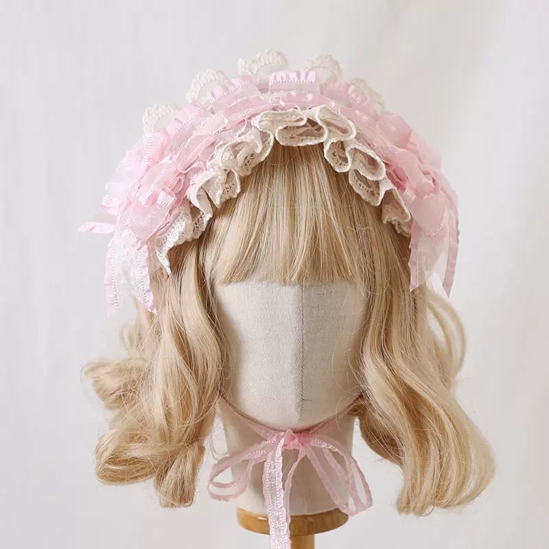 Lolita Lace Cream White Bow Hairband Accessories