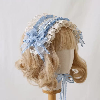 Lolita Lace Cream White Bow Hairband Accessories