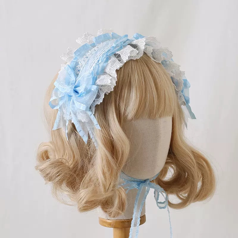 Lolita Lace Cream White Bow Hairband Accessories