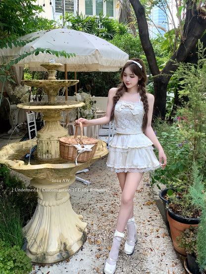 Creamy Sweet Forest Elf Cream Camisole & Skirt Two Piece Set