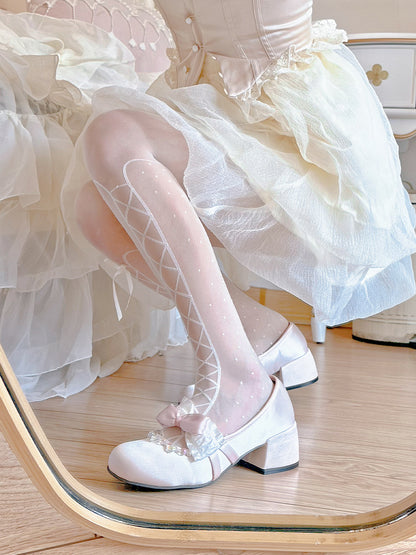 Pinky Coquette Fairy Princess Pastel Light Pink Mary Jane Shoes