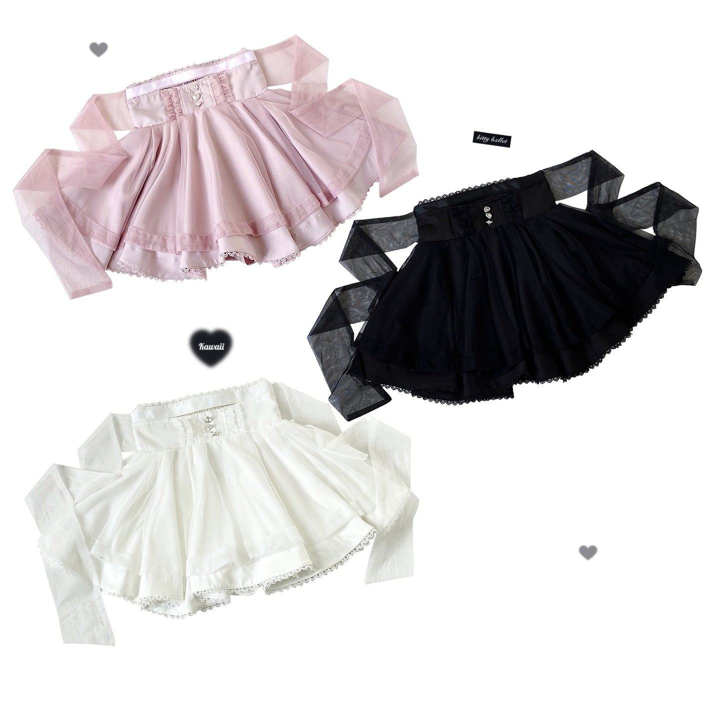 Kitten Bullet Diamond Star Yarn White Pink Blue Black Skirt