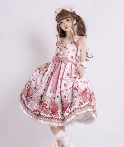 Polaris Lolita Pink Rabbit Strawberry Strap Dress