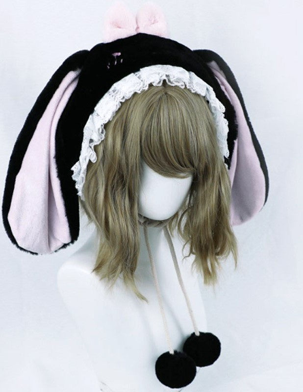 Candy Fairy Winter Cute Lolita Rabbit Cat Bear Ears Plush Lace Handmade Hat