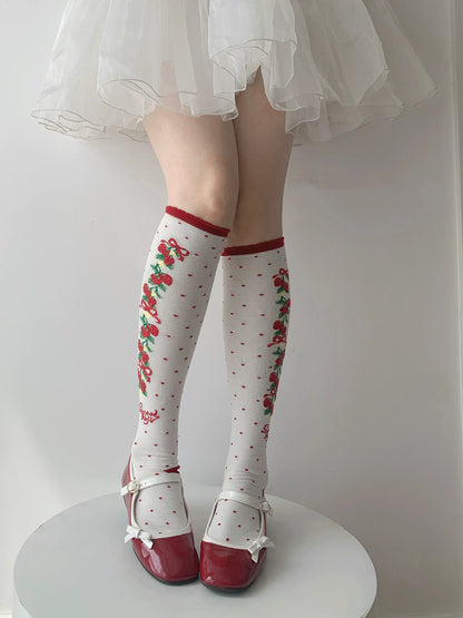 Strawberry String Pink Red Black White Lolita Socks