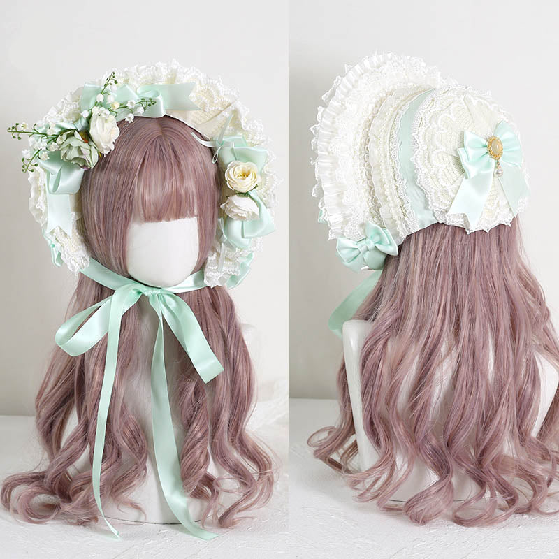 Sweet Lily of the Valley Flower Decorated Straw Bonnet Hat