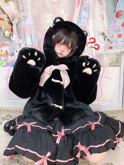 Cat Paw Hooded Plush EGL Autumn Winter Coat