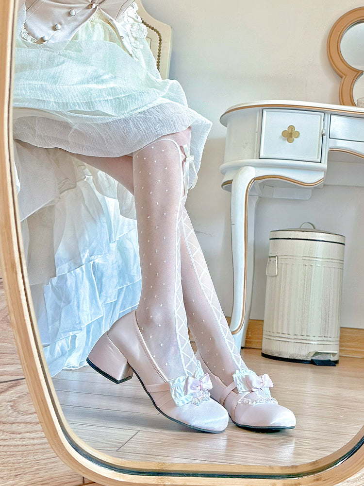 Pinky Coquette Fairy Princess Pastel Light Pink Mary Jane Shoes