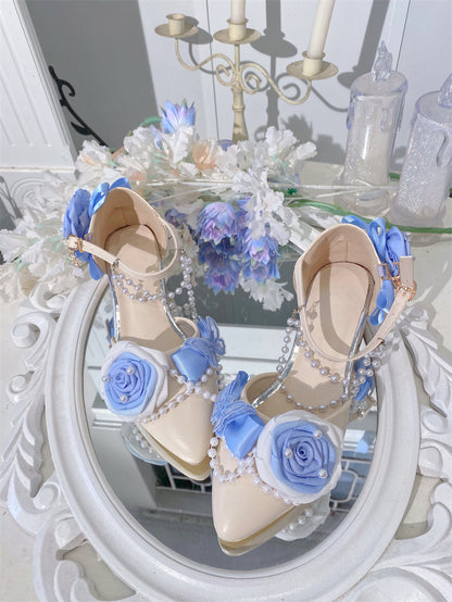 Dream Dwelling Love Goddess Rose Weddings Pink Blue White Green High Heels Shoes