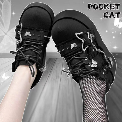 Pocket Cat Y2K Butterfly Dream EGL Canvas Platform Shoes