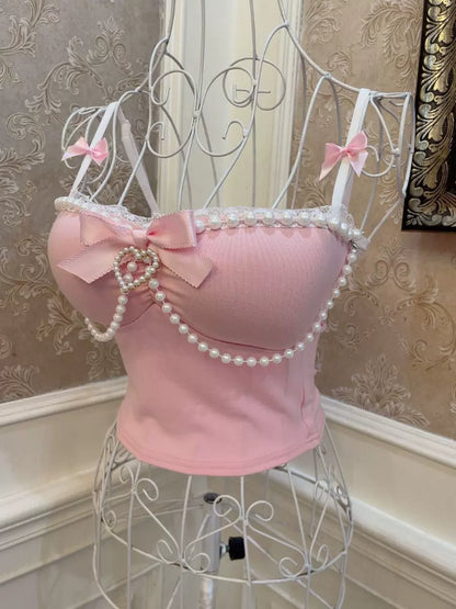 Sweetheart Princess Pearl Pink Camisole Top