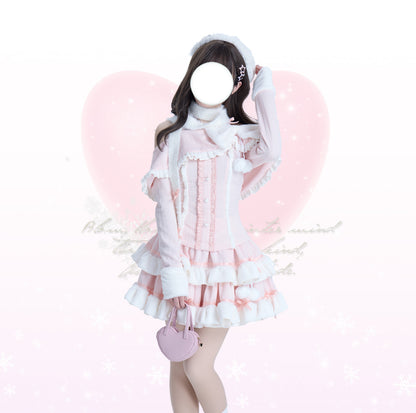 Platycodon Sweet and Delicate Pink Sweater & Skirt Two Piece Set