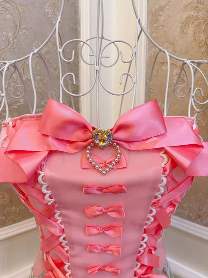 Sweetheart Princess Hot Pink Bow Strapless Bandeau Top