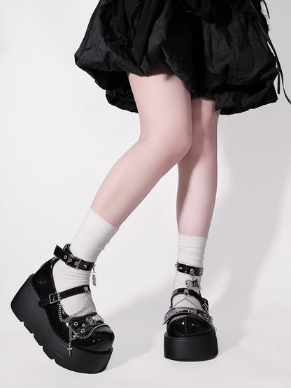 Transfer Student Y2K EGL Punk Goth Dog Bone Cross Platform Shoes