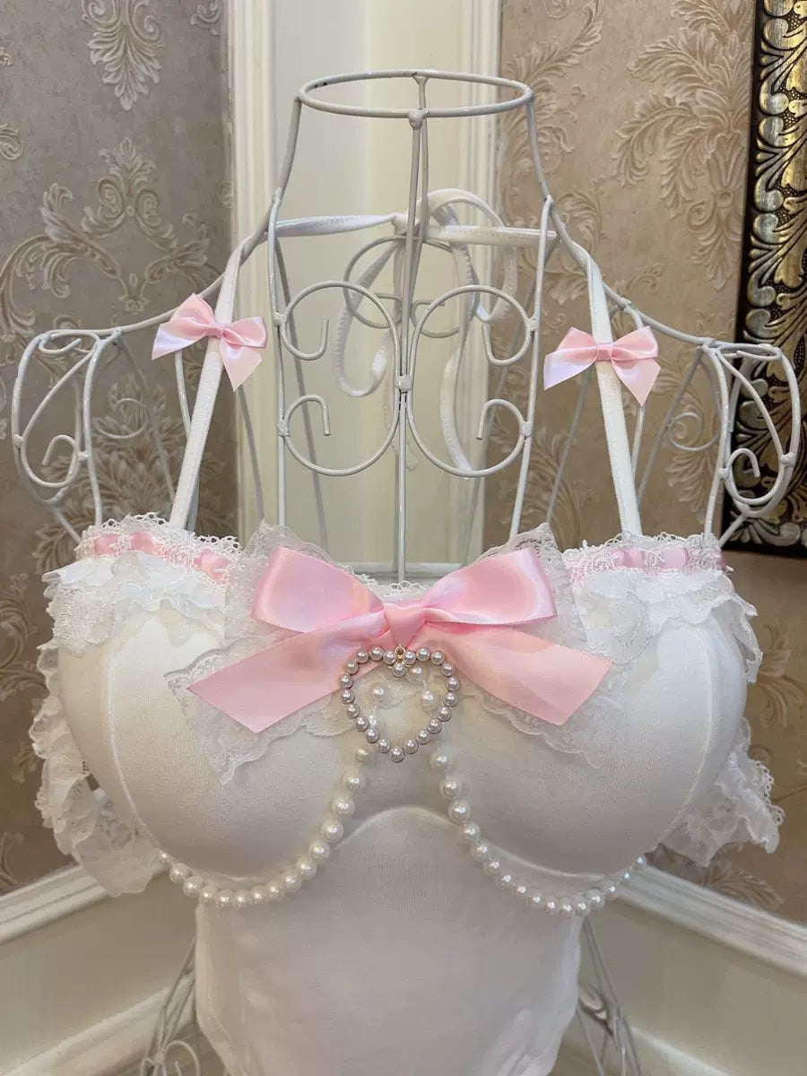 Sweetheart Princess Pearl White Camisole Top