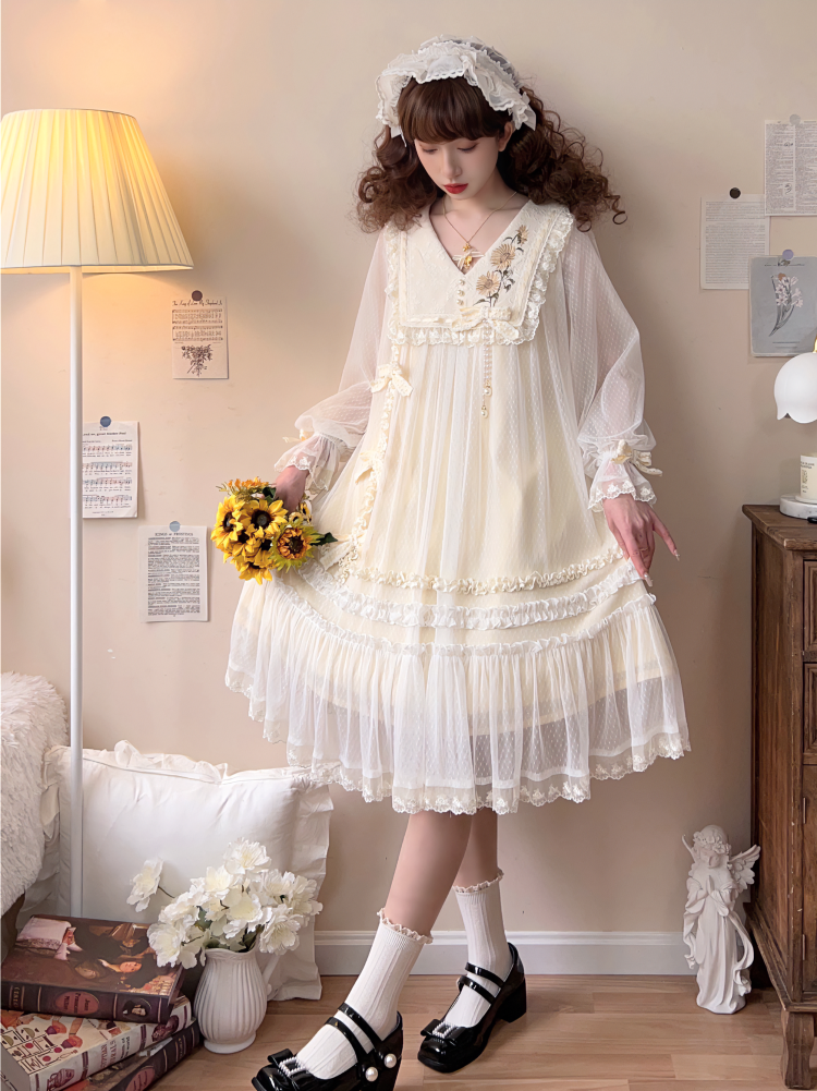 Unknown Star Sunflower Yellow Cream Lolita Spring Fall Dress