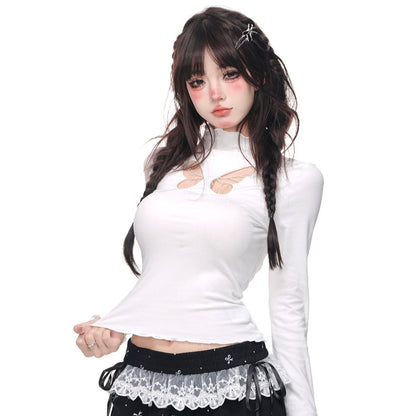 Young Eyes Wild Butterfly Bodycon White Black Red Top