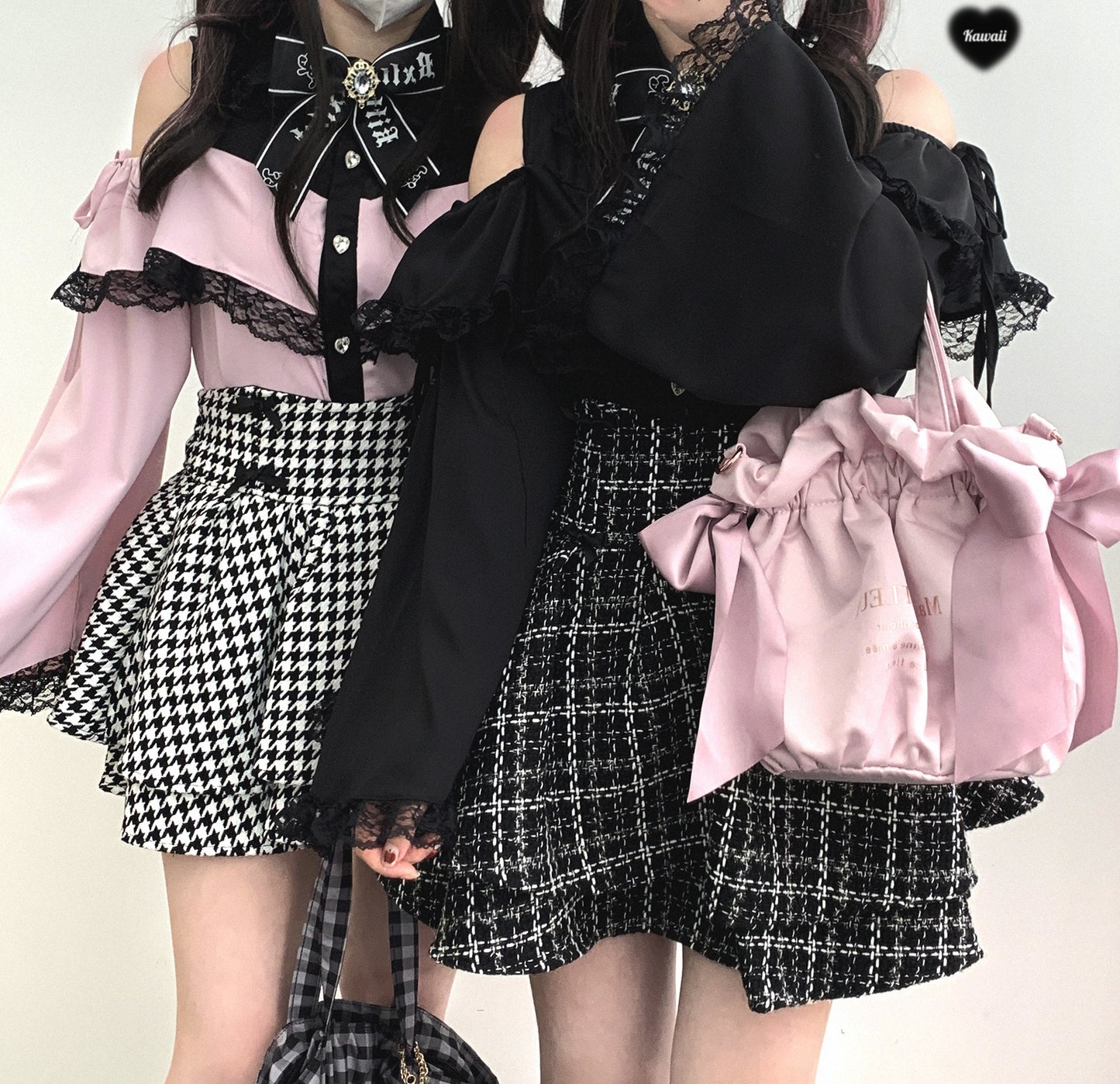 Kitten Bullet Love Ban Plaid Black White Skirt