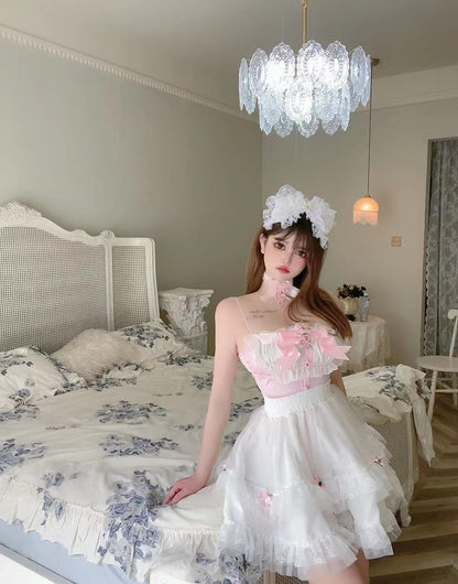 Sweetheart Princess Fairy Rose Lace Pink Camisole Top