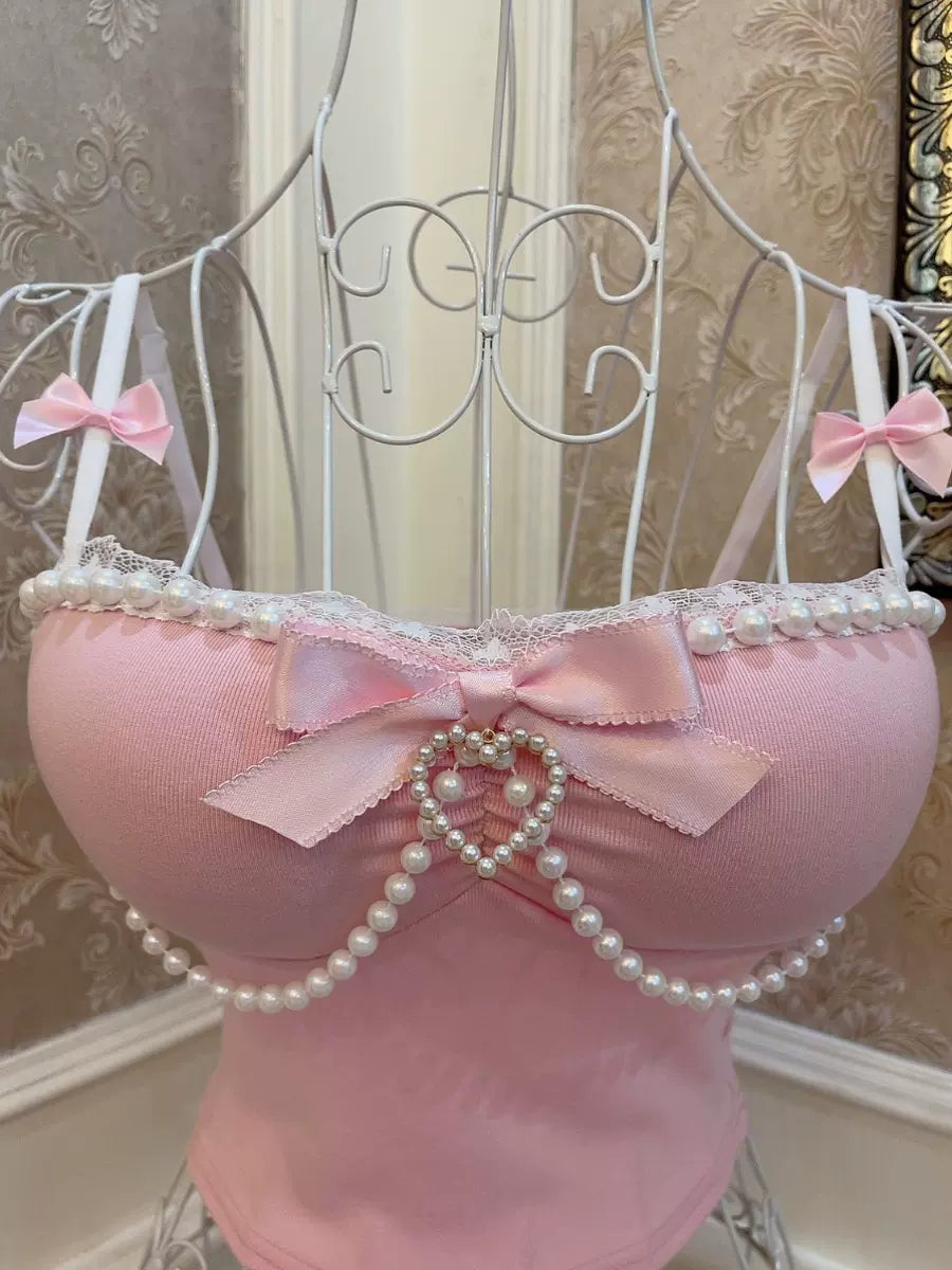 Sweetheart Princess Pearl Pink Camisole Top