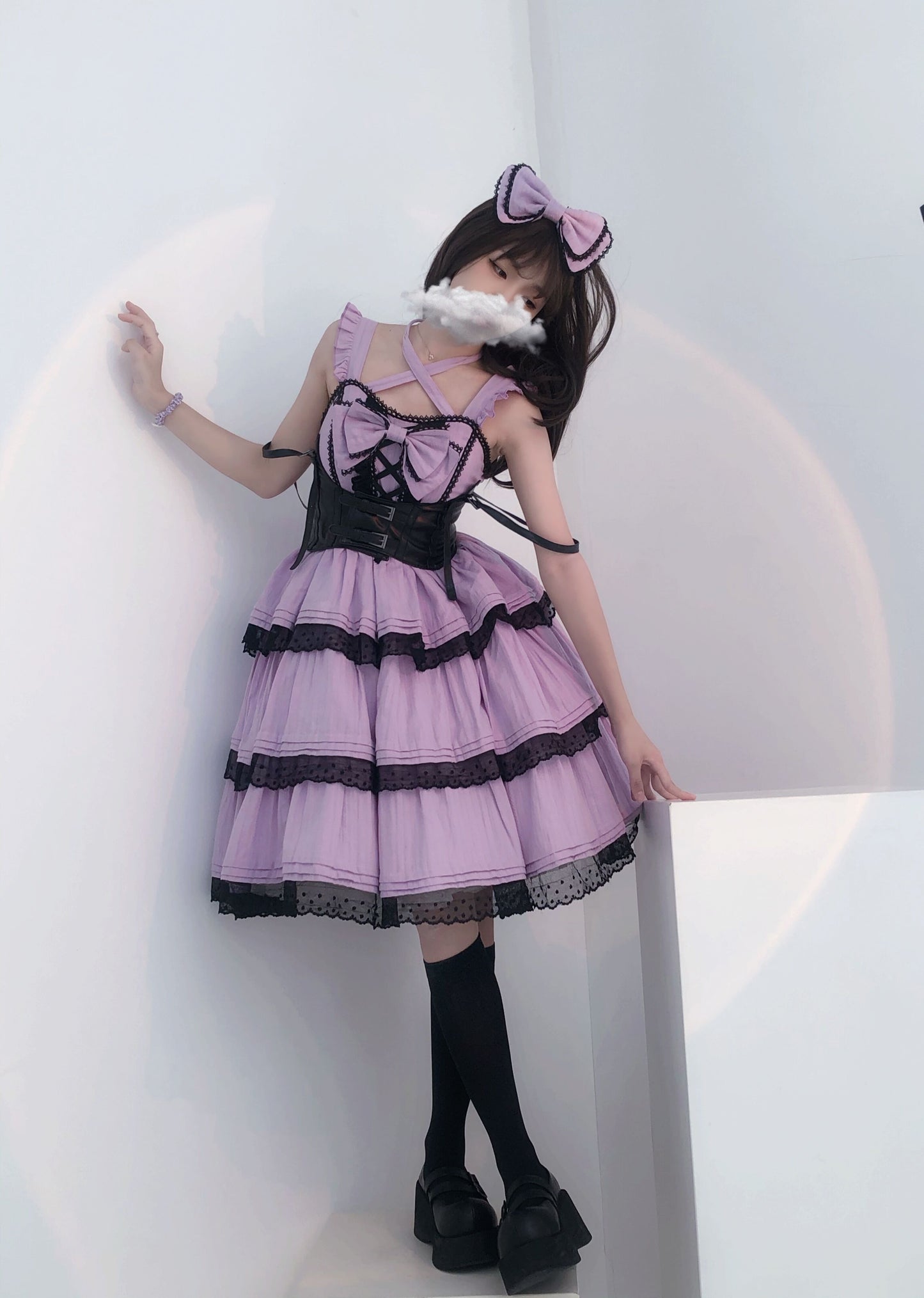 First Love Sweet Sugar Girl Ribbon Lace Strap Dress