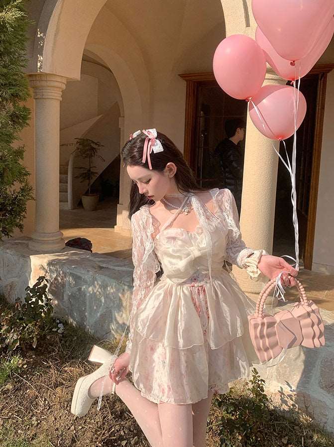 Acacia Romantic Timezone Cream Pink Floral Strapless Dress