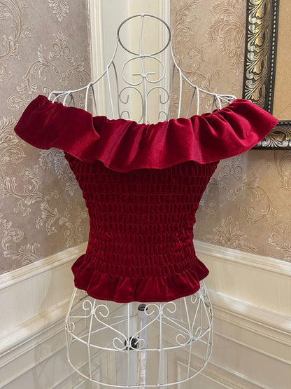 Sweetheart Princess Christmas Holiday Red Velvet Camisole Top