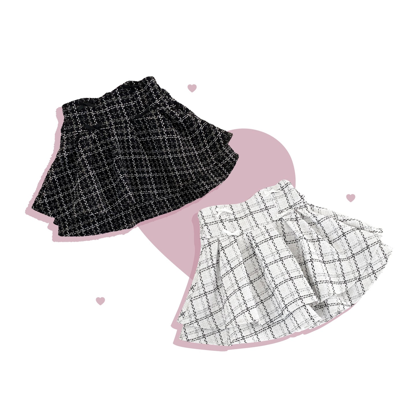 Kitten Bullet Love Ban Plaid Black White Skirt