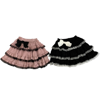 Kitten Bullet Jirai Kei Sweet Cake Ruffle Pink Black Skirt