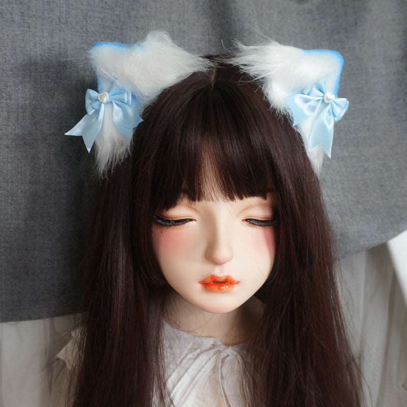 Candy Fairy Lolita Neko Cat Ears Black Pink Blue Handmade Hairband Hairpin Accessories