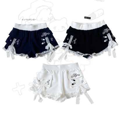 Kitten Bullet Medicine Box Navy Blue White Black Shorts