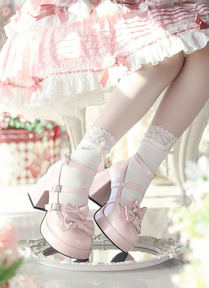 Moonlight Messenger Pink White Black White Blue High Heels Shoes