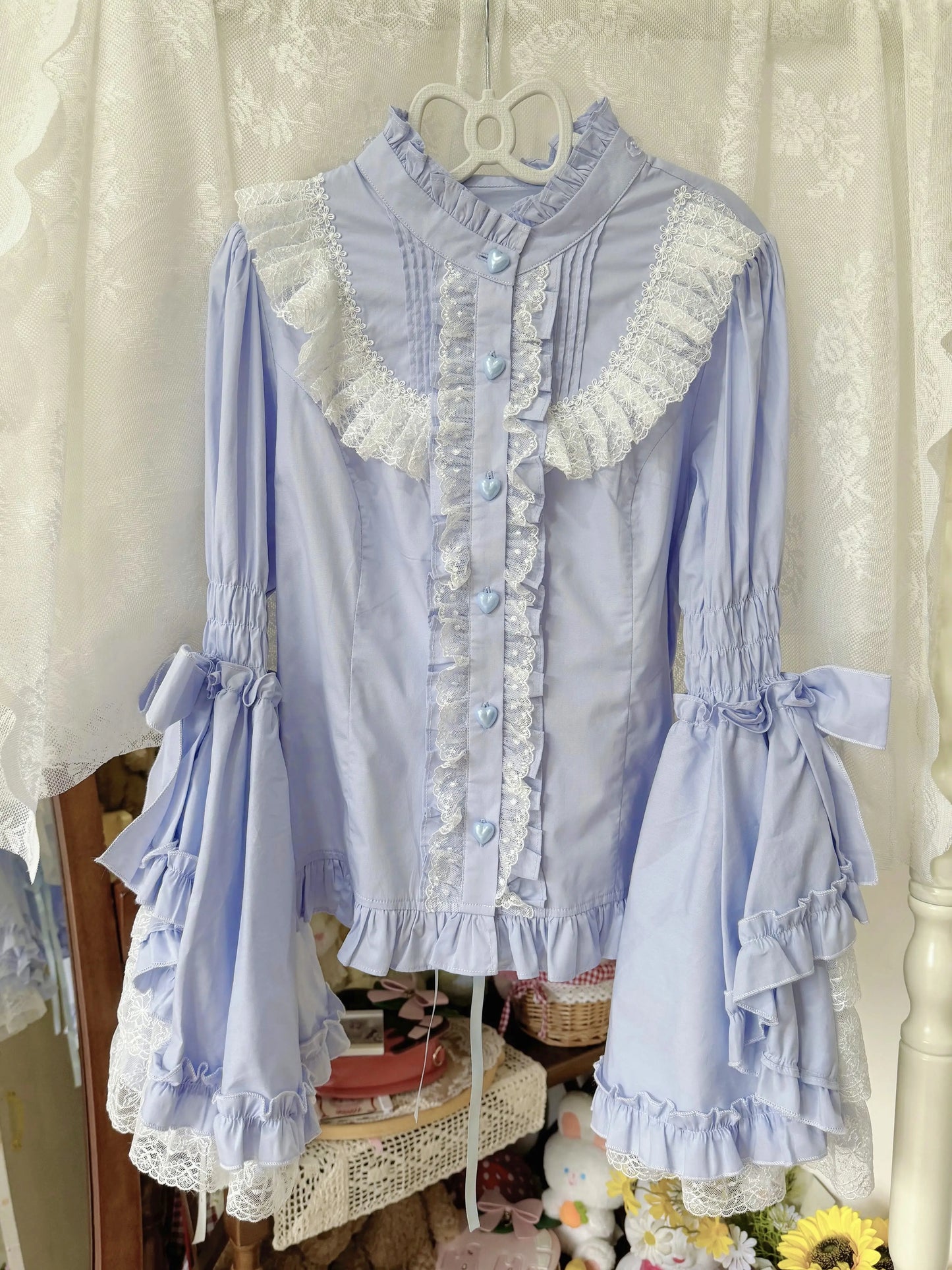 Twilight Lolita Plus Size Doll Collar Long Bell Sleeve Blouse Shirt