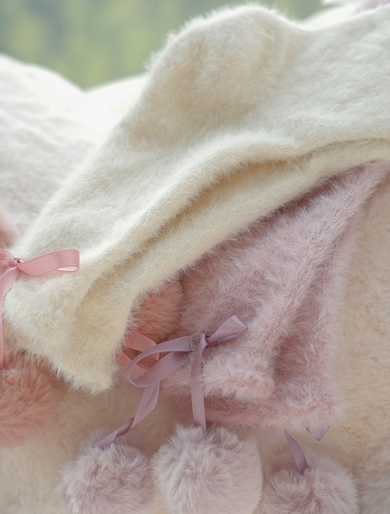 Sweet Cute Coquette Pompom Balls Fuzzy Socks