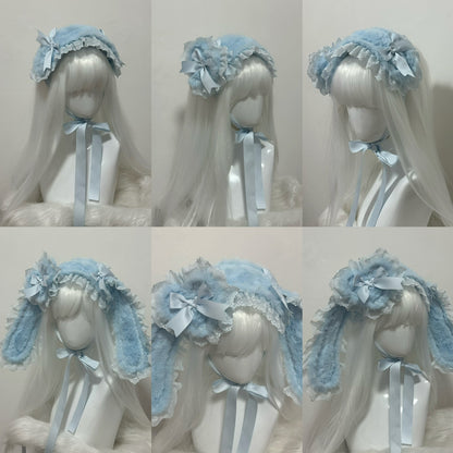 Handmade Original Lolita Heart Plush Rabbit Ears Hairband Hair Accessories