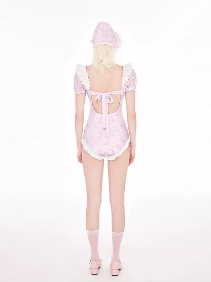 Masked Cat Gemini Twin Stars Pink Onepiece Swimsuit